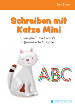 Cover des Schreibheftes Schreiben mit Katze Mini - Schreibheft Druckschrift für Kinder mit Deutsch als Zweitsprache in der differenzierten Ausgabe
